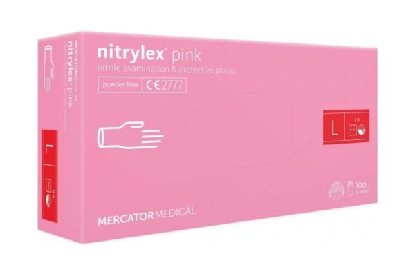Rozā nitrylex classic Nitrila cimdi, bez pūdera N100