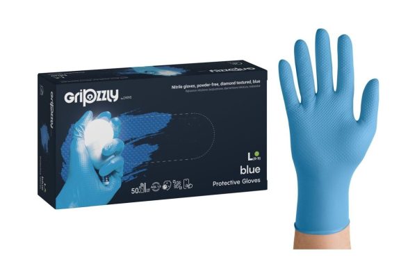 Zarys Gripzzly , Zilā krāsā, Nitrila cimdi bez pūdera N50,